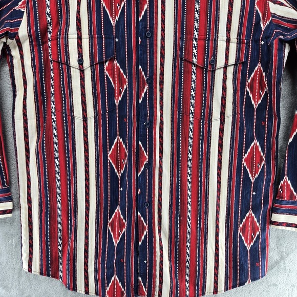 Vintage Roper Men XL Western Shirt Striped Aztec Design Southwest USA Made RODEO - Picture 6 of 7